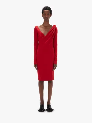 Long sleeve midi red dress best sale