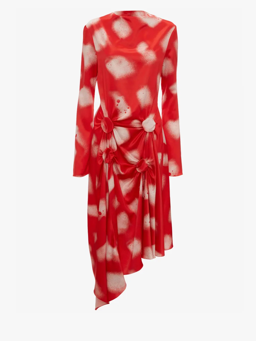 LONG SLEEVE TWISTED DRAPED DRESS in red | JW Anderson