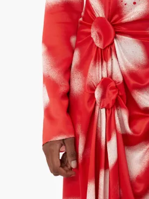 LONG SLEEVE TWISTED DRAPED DRESS in red | JW Anderson