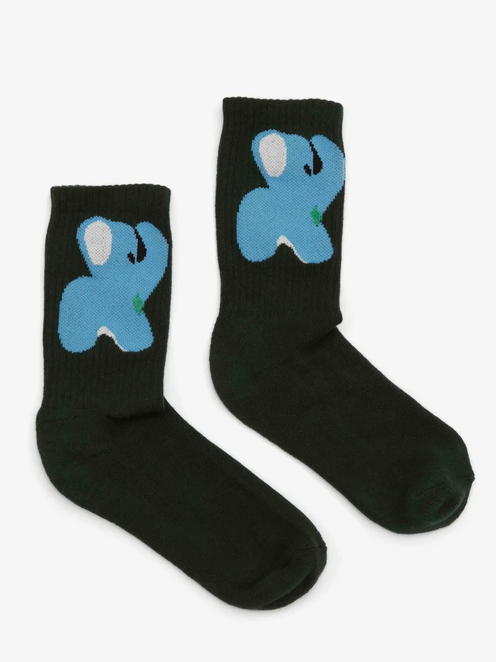 LONG SOCKS WITH ELEPHANT MOTIF in green JW Anderson