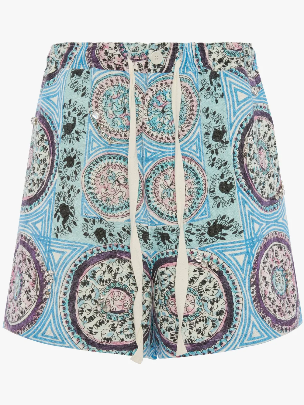 MYSTIC PAISLEY DRAWSTRING SHORTS in blue | JW Anderson