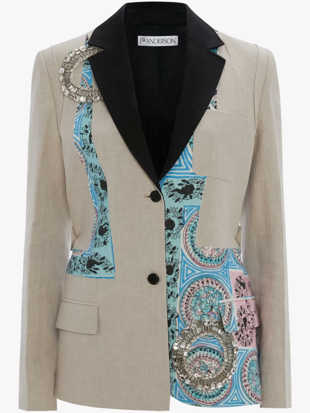 MYSTIC PAISLEY PATCHWORK TAILORED BLAZER WITH CRYSTAL EMBROIDERY