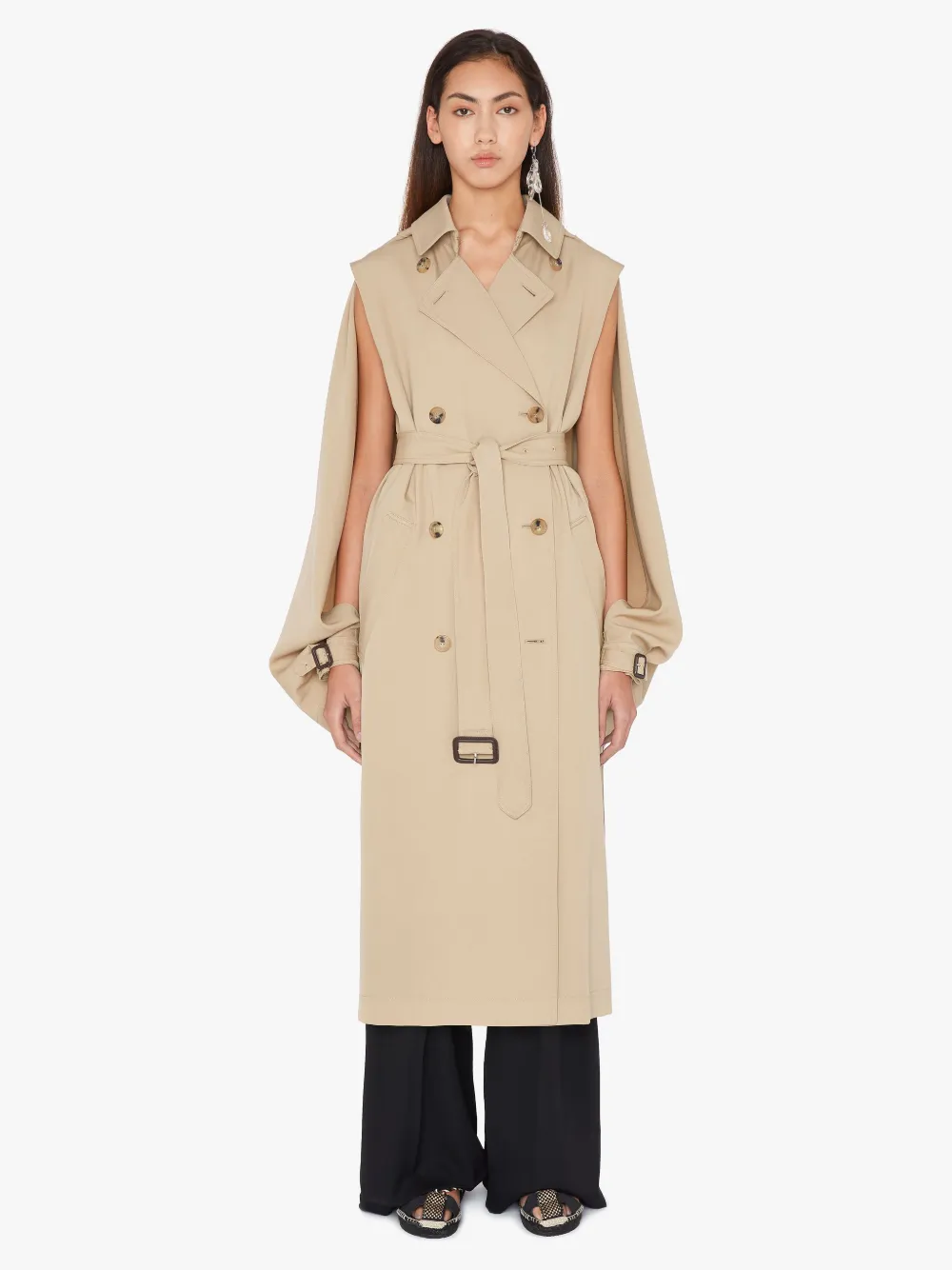 open-sleeve cape trench coat in neutrals | JW Anderson AT