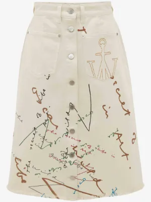 Oscar Wilde Capsule プリント スカート in ホワイト | JW Anderson JP
