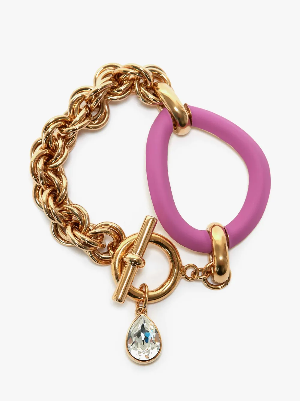 OVERSIZED LINK CHAIN BRACELET WITH CRYSTAL in gold JW Anderson