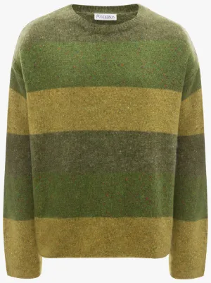 green sweater with yellow stripe