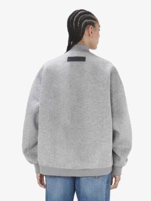 OVERSIZED WOOL BOMBER JACKET WITH LOGO PATCH in grey | JW Anderson SG