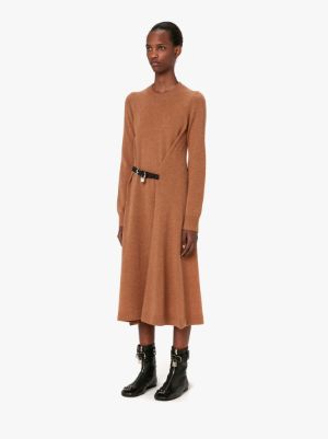 PADLOCK STRAP TIE DRESS in brown