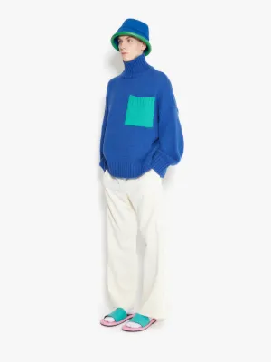 PATCH POCKET TURTLENECK JUMPER in blue | JW Anderson