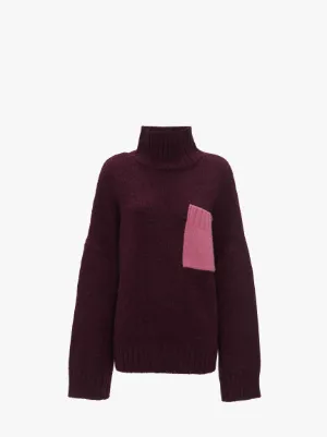 PATCH POCKET TURTLENECK SWEATER in purple | JW Anderson ES