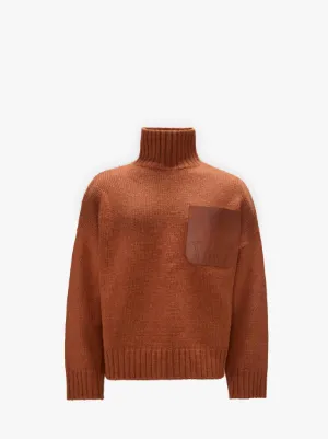 PATCH POCKET TURTLENECK SWEATER in brown JW Anderson US