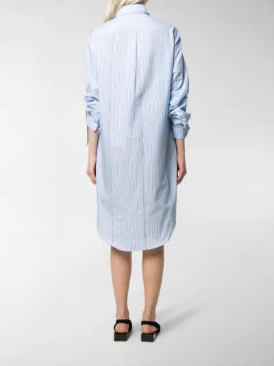 blue pinstripe shirt dress