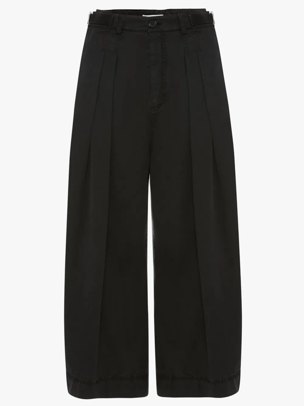 black pleated cropped trousers