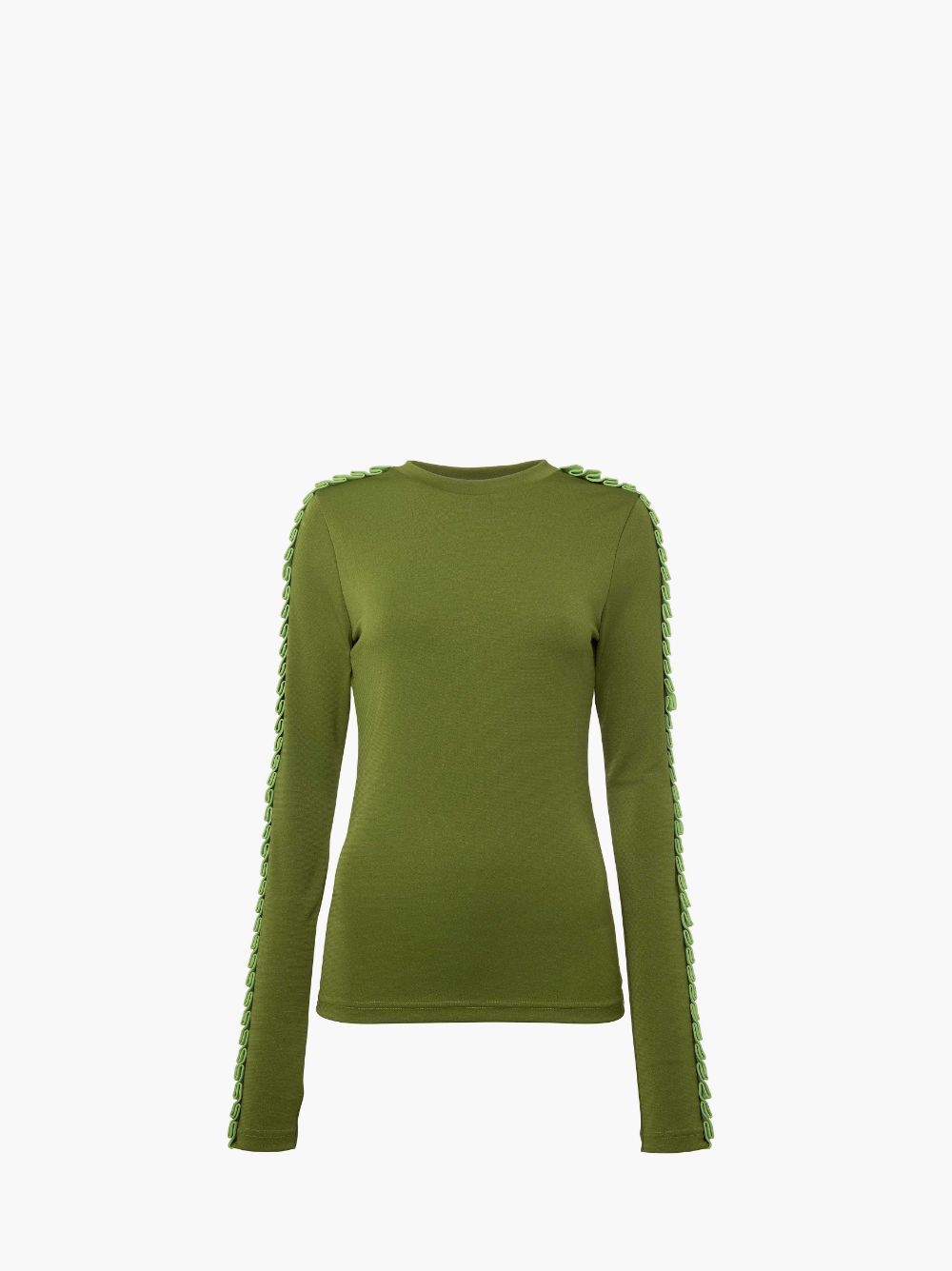 Pleated Trim Long Sleeve Top In Green Jw Anderson Hk