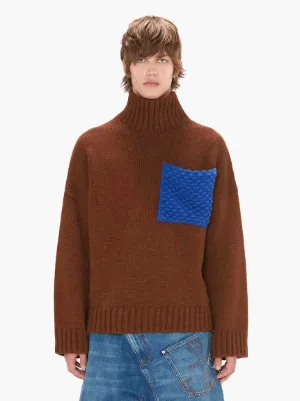 POPCORN PATCH POCKET TURTLENECK JUMPER in brown | JW Anderson