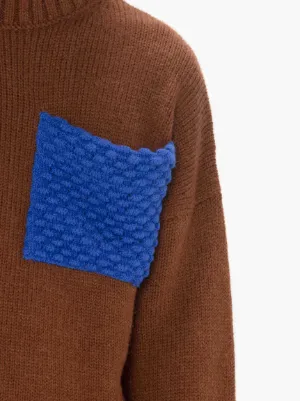 POPCORN PATCH POCKET TURTLENECK JUMPER in brown | JW Anderson