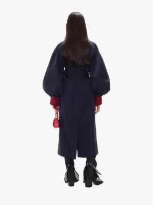 PUFF-SLEEVE TRENCH COAT in blue | JW Anderson