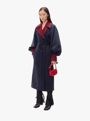 PUFF-SLEEVE TRENCH COAT in blue | JW Anderson US