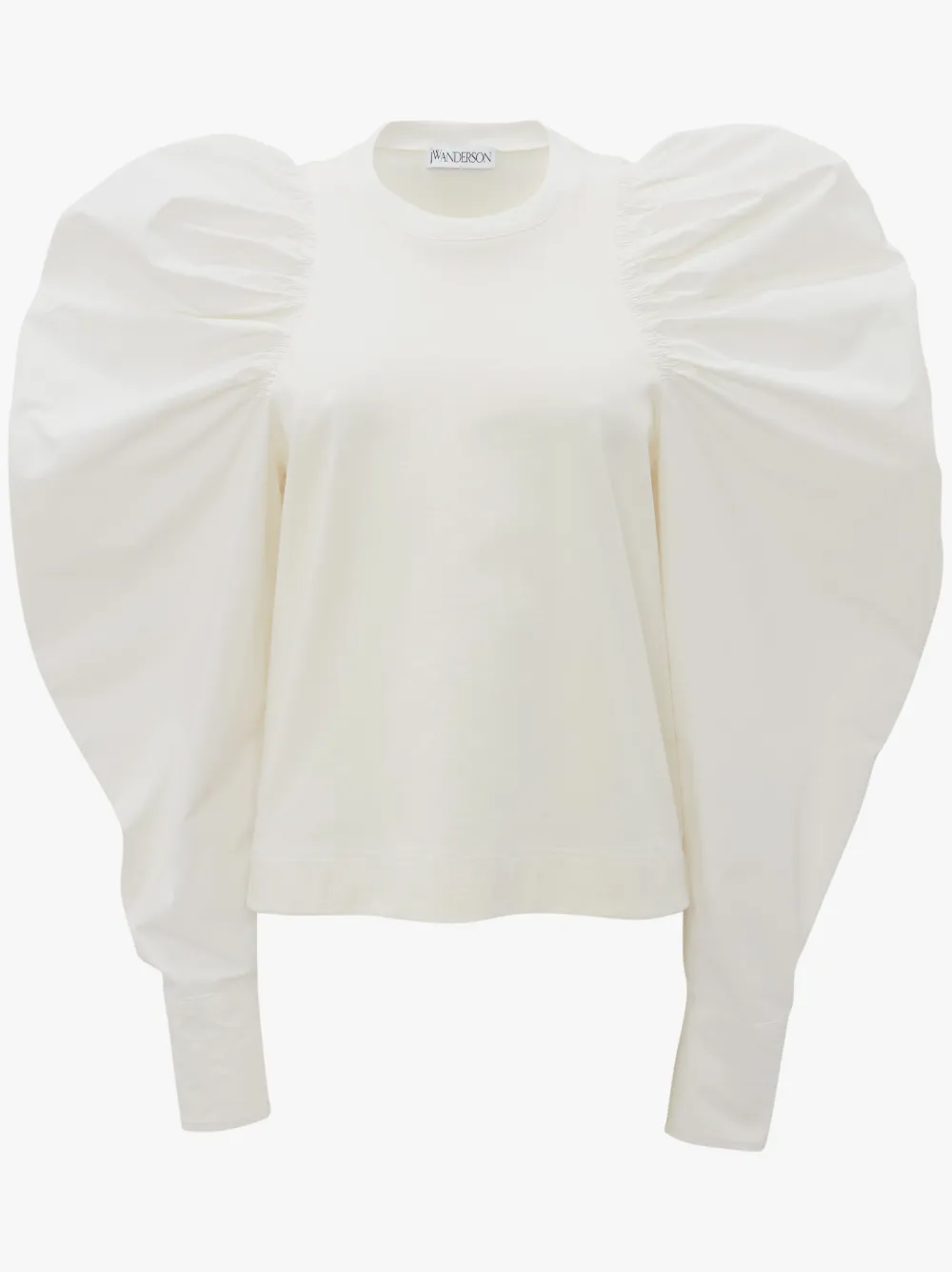RUCHED LONG SLEEVE TOP in white | JW 