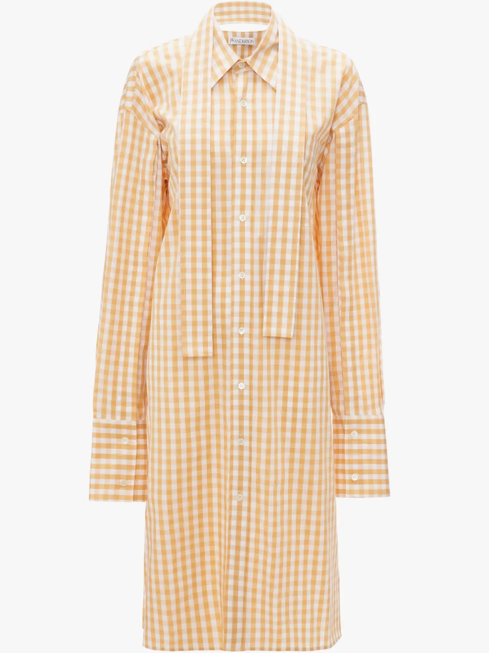 scarf collar gingham shirt dress in yellow JW Anderson