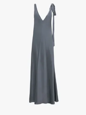 SHOULDER TIE SILK LONG DRESS in grey JW Anderson AU