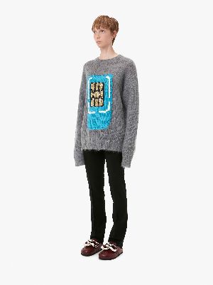 SIM CARD CREWNECK JUMPER in grey | JW Anderson US