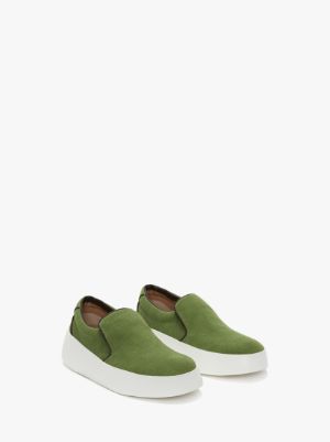 Army green slip store on sneakers