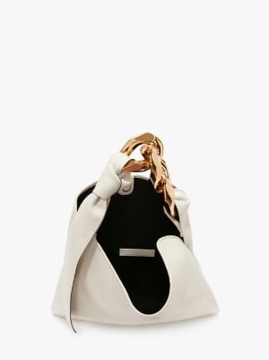 JW Anderson Small Knot Chain Leather Top-Handle Bag, 002 Off White, Women's, Handbags & Purses Top Handle Bags
