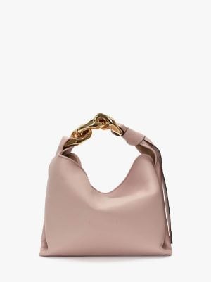 SMALL CHAIN HOBO - LEATHER SHOULDER BAG in pink | JW Anderson GR