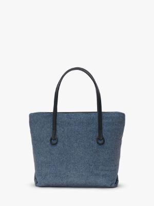 SMALL PUFFY ANCHOR TOTE - VELVET PRINTED DENIM TOTE BAG in blue | JW  Anderson FR