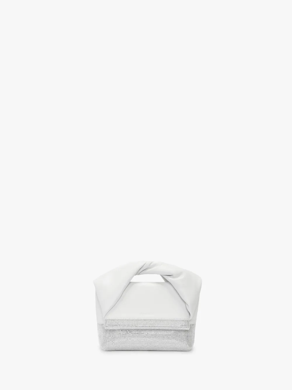 SMALL TWISTER LEATHER TOP HANDLE BAG WITH CRYSTALS In White JW Anderson small-twister-leather-top-handle-bag-with-crystals-in-white-jw-anderson
