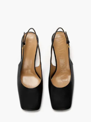 SQUARE TOE CHAIN HEEL SLINGBACK PUMPS in black JW Anderson SG