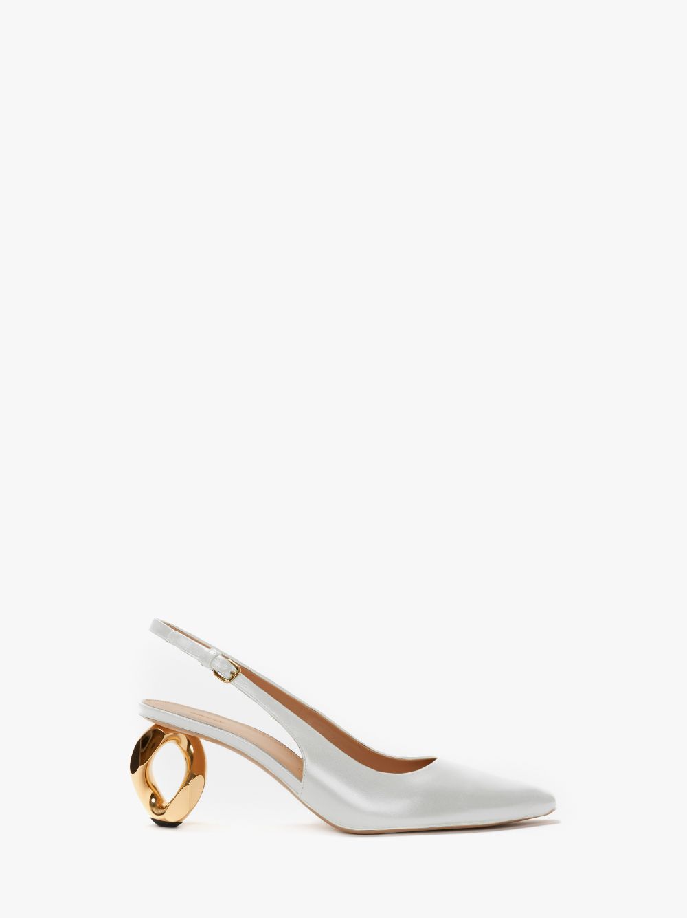 White leather fashion slingback heels