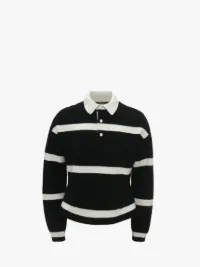 STRUCTURED POLO TOP in black | JW Anderson US STRUCTURED POLO TOP in black | JW Anderson US