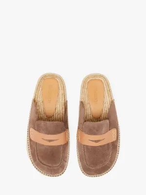 SUEDE ESPADRILLE LOAFER MULES in brown | JW Anderson AE SUEDE ESPADRILLE LOAFER MULES in brown | JW Anderson AE