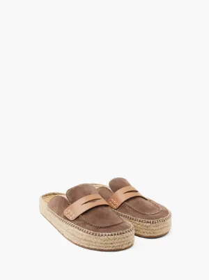 SUEDE ESPADRILLE LOAFER MULES in brown | JW Anderson US SUEDE ESPADRILLE LOAFER MULES in brown | JW Anderson US
