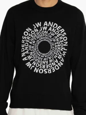 SWIRL LOGO CREWNECK JUMPER in black | JW Anderson GB