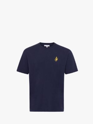 T-SHIRT WITH ANCHOR EMBROIDERY in blue | JW Anderson TR