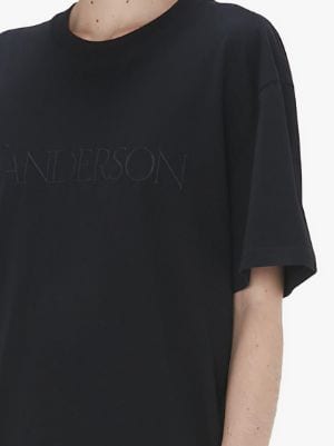 T-SHIRT WITH LOGO EMBROIDERY in black | JW Anderson