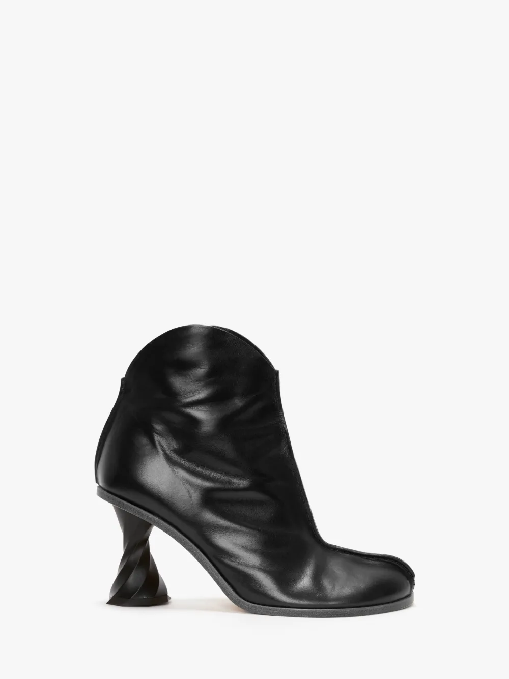 Black leather boots no heel best sale