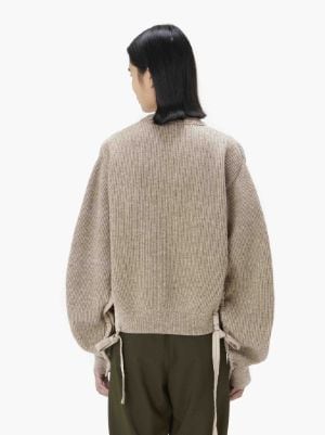 V-NECK JUMPER WITH CURVED SLEEVES in neutrals | JW Anderson US