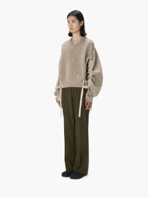 V-NECK JUMPER WITH CURVED SLEEVES in neutrals | JW Anderson US