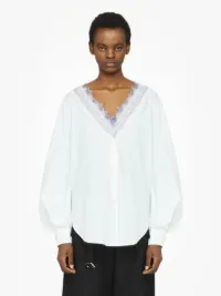 NEW V store Neck Lace Trim Shirt