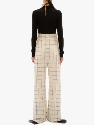 Wide leg shop windowpane pants