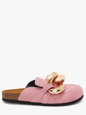 WOMEN'S SUEDE CHAIN LOAFER MULES in pink | JW Anderson