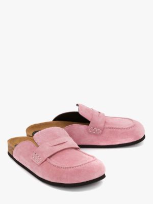 人気品質保証JW Anderson Pink Suede Loafer Mules 靴