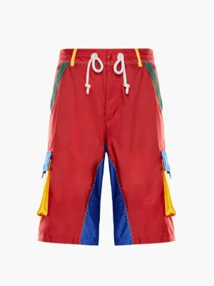 x Moncler panelled bermuda shorts in red JW Anderson GB