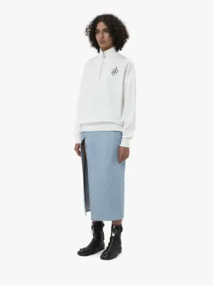 PADLOCK HALF ZIP SWEATSHIRT in white | JW Anderson