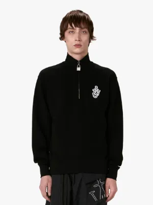 PADLOCK HALF ZIP SWEATSHIRT in black | JW Anderson