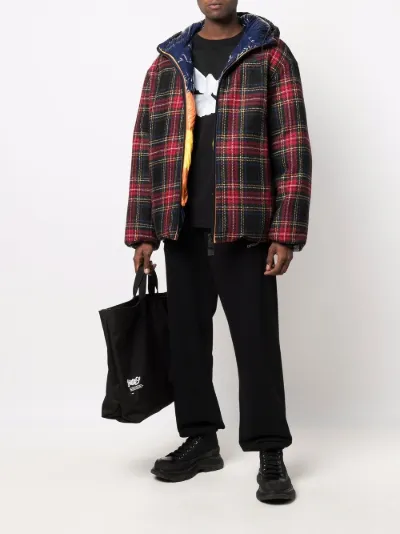 R&D.M.Co TARTANCHECK HOODED LONG BLOUSON